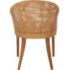 SAFAVIEH Home Collection – Mura Brown Rattan Accent Chair with Ivory Seat Cushion, Coastal Modern Seating, Fully Assembled (ACH4903A)(Honey/Ivory)