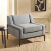 SAFAVIEH Home Collection – Somerled Grey Upholstered Accent Chair, Modern Design with Low Back, Black Metal Frame (ACH4528A)(Grey/Black)