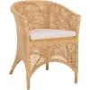 SAFAVIEH Home Collection – Taina Coastal Natural Rattan Accent Chair with Cushion, Barrel Back Design, Fully Assembled (ACH6534A)(Natural/White)