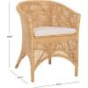 SAFAVIEH Home Collection – Taina Coastal Natural Rattan Accent Chair with Cushion, Barrel Back Design, Fully Assembled (ACH6534A)(Natural/White)