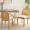 SAFAVIEH Home Collection – Tojo Rounded Back Cane Dining Chair Set of 2 with Cushion, Natural & White, Handwoven Rattan, Fully Assembled (DCH6510A-SET2)(Natural/White)