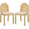 SAFAVIEH Home Collection – Tojo Rounded Back Cane Dining Chair Set of 2 with Cushion, Natural & White, Handwoven Rattan, Fully Assembled (DCH6510A-SET2)(Natural/White)