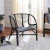 SAFAVIEH Home Collection – Valeriya Woven Rattan Arm Chair, Black Finish, Fully Assembled Accent Chair for Living Room or Bedroom, Modern Boho Style (ACH9903A)(Black)