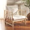 SAFAVIEH Home Collection Aisling Tropical White/Natural Accent Chair with Cushion (Fully Assembled)