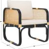 SAFAVIEH Home Collection Alybeth Tropical White/Black Accent Chair with Cushion (Fully Assembled)(White/Black)