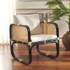 SAFAVIEH Home Collection Alybeth Tropical White/Black Accent Chair with Cushion (Fully Assembled)(White/Black)