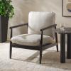 SAFAVIEH Home Collection Amias Modern Coastal Grey & Matte Black Accent Chair (Fully Assembled)(Grey/Matte Black)