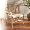 SAFAVIEH Home Collection Aragorn Tropical White/Natural Accent Chair with Cushion (Fully Assembled)(White/Natural)