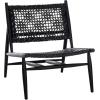 SAFAVIEH Home Collection Bandelier Natural Sungkai Solid Wood/Cognac Brown Leather Weave Accent Chair (Fully Assembled)(Black / Black)