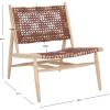 SAFAVIEH Home Collection Bandelier Natural Sungkai Solid Wood/Cognac Brown Leather Weave Accent Chair (Fully Assembled)(Cognac/Natural)