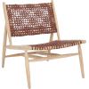 SAFAVIEH Home Collection Bandelier Natural Sungkai Solid Wood/Cognac Brown Leather Weave Accent Chair (Fully Assembled)(Cognac/Natural)