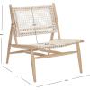 SAFAVIEH Home Collection Bandelier Natural Sungkai Solid Wood/Cognac Brown Leather Weave Accent Chair (Fully Assembled)(Light Natural / White)