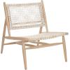 SAFAVIEH Home Collection Bandelier Natural Sungkai Solid Wood/Cognac Brown Leather Weave Accent Chair (Fully Assembled)(Light Natural / White)
