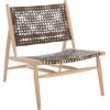 SAFAVIEH Home Collection Bandelier Natural Sungkai Solid Wood/Cognac Brown Leather Weave Accent Chair (Fully Assembled)(Natural / Brown)