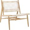 SAFAVIEH Home Collection Bandelier Natural Sungkai Solid Wood/Cognac Brown Leather Weave Accent Chair (Fully Assembled)(White / Natural)