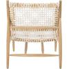 SAFAVIEH Home Collection Bandelier Natural Sungkai Solid Wood/Cognac Brown Leather Weave Accent Chair (Fully Assembled)(White / Natural)