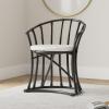 SAFAVIEH Home Collection Bates Tropical Coastal Natural/White Rattan Cushion Accent Chair (Fully Assembled)(White/Black)