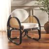 SAFAVIEH Home Collection Constella Tropical White/Black Accent Chair with Cushion (Fully Assembled)
