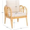 SAFAVIEH Home Collection Coralie Tropical White/Natural Solid Wood Accent Chair with Cushion (Fully Assembled)