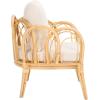 SAFAVIEH Home Collection Coralie Tropical White/Natural Solid Wood Accent Chair with Cushion (Fully Assembled)