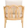 SAFAVIEH Home Collection Coralie Tropical White/Natural Solid Wood Accent Chair with Cushion (Fully Assembled)