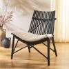 SAFAVIEH Home Collection Eisley Tropical White/Black Solid Wood Accent Chair with Cushion (Fully Assembled)(White/Black)