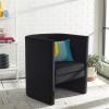 SAFAVIEH Home Collection Eydis Modern Light Grey Velvet Barrel Back Accent Chair (Fully Assembled)(Black)