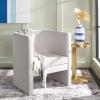 SAFAVIEH Home Collection Eydis Modern Light Grey Velvet Barrel Back Accent Chair (Fully Assembled)(Light Grey)