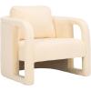 SAFAVIEH Home Collection Fifer Mid-Century Modern Cream Faux Shearling Fur Accent Chair (Fully Assembled)(Cream Faux Shearling)