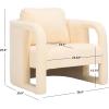 SAFAVIEH Home Collection Fifer Mid-Century Modern Cream Faux Shearling Fur Accent Chair (Fully Assembled)(Cream Faux Shearling)