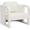 SAFAVIEH Home Collection Fifer Mid-Century Modern Cream Faux Shearling Fur Accent Chair (Fully Assembled)(Creme)