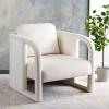 SAFAVIEH Home Collection Fifer Mid-Century Modern Cream Faux Shearling Fur Accent Chair (Fully Assembled)(Creme)