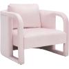 SAFAVIEH Home Collection Fifer Mid-Century Modern Cream Faux Shearling Fur Accent Chair (Fully Assembled)(Light Pink)
