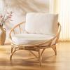 SAFAVIEH Home Collection Gwyneth Tropical White/Natural Accent Chair with Cushion (Fully Assembled)