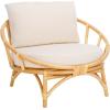 SAFAVIEH Home Collection Gwyneth Tropical White/Natural Accent Chair with Cushion (Fully Assembled)