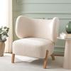 SAFAVIEH Home Collection Jakoda Off-White & Natural Solid Wood Wingback Accent Chair (Fully Assembled)(Off White/Natural)