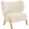 SAFAVIEH Home Collection Jakoda Off-White & Natural Solid Wood Wingback Accent Chair (Fully Assembled)(Off White/Natural)