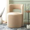 SAFAVIEH Home Collection JoJo Beige Faux Shearling Round Seat Upholstered Accent Chair (Fully Assembled)(Beige)