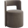 SAFAVIEH Home Collection JoJo Beige Faux Shearling Round Seat Upholstered Accent Chair (Fully Assembled)(Chocolate)