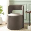 SAFAVIEH Home Collection JoJo Beige Faux Shearling Round Seat Upholstered Accent Chair (Fully Assembled)(Chocolate)