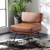 SAFAVIEH Home Collection Kermit Modern Malachite Green Velvet/Matte Black Living Room Dining Room Bedroom Office Foyer Accent Chair(Cognac /Matte Black)