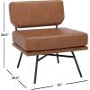 SAFAVIEH Home Collection Kermit Modern Malachite Green Velvet/Matte Black Living Room Dining Room Bedroom Office Foyer Accent Chair(Cognac /Matte Black)