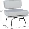 SAFAVIEH Home Collection Kermit Modern Malachite Green Velvet/Matte Black Living Room Dining Room Bedroom Office Foyer Accent Chair(Grey Velvet/Matte Black)