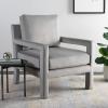 SAFAVIEH Home Collection Kye Mid-Century Modern Olive Green Velvet Accent Chair (Fully Assembled)(Grey)