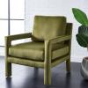 SAFAVIEH Home Collection Kye Mid-Century Modern Olive Green Velvet Accent Chair (Fully Assembled)(Olive Green)
