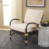 SAFAVIEH Home Collection Meara Tropical Coastal Black Rattan Accent Chair with Cushion (Fully Assembled)