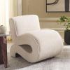 SAFAVIEH Home Collection Mikk Mid-Century Modern Beige Boucle Accent Chair (Fully Assembled)(Beige)