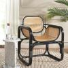 SAFAVIEH Home Collection Nadie Tropical Coastal Black/Natural Rattan Accent Chair (Fully Assembled)(Black/Natural)