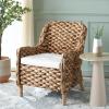 SAFAVIEH Home Collection Purrl Tropical Coastal Natural Solid Wood Hyacinth Accent Chair with Cushion (Fully Assembled)(White/Brown Wash)