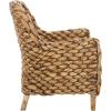 SAFAVIEH Home Collection Purrl Tropical Coastal Natural Solid Wood Hyacinth Accent Chair with Cushion (Fully Assembled)(White/Brown Wash)
